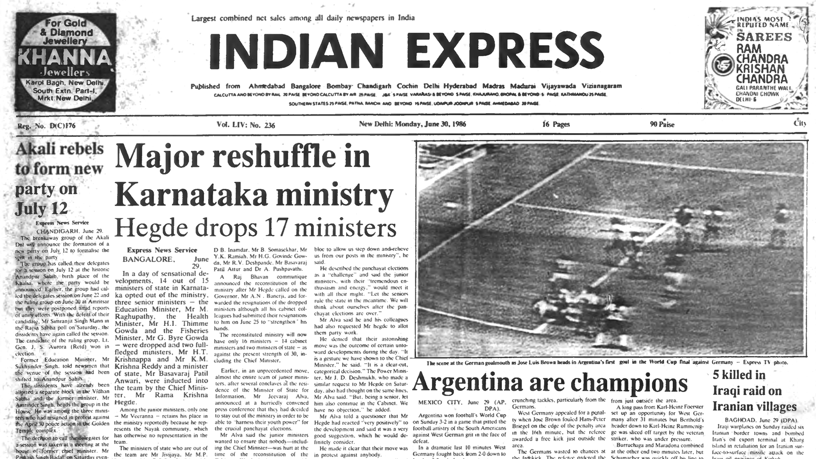 40 years ago June 30, 1986: Argentina are champions