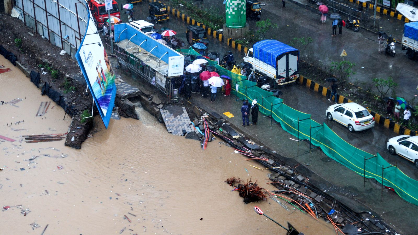 Stretch of road on Bhandup’s LBS Marg caves in, uproots several trees | Mumbai News