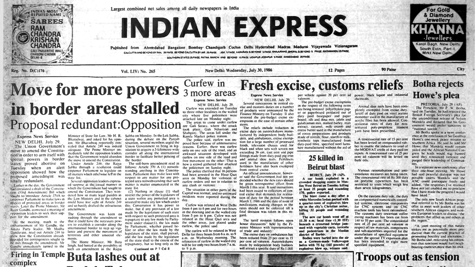 40 years ago July 30, 1986: Opposition stops amendment