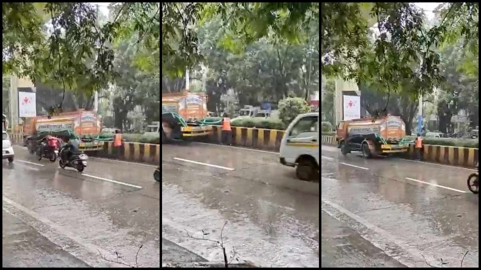 Amid water cut, Pune civic body slammed after video of tanker watering plants in rain goes viral | Pune News
